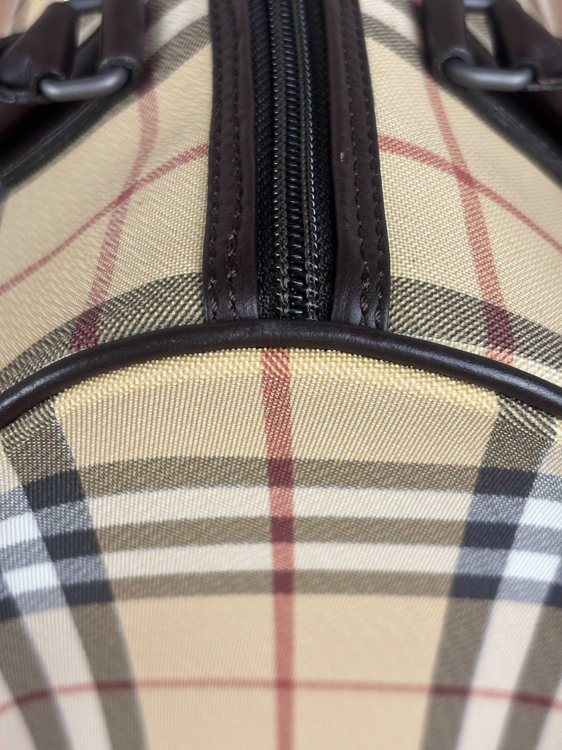 Burberry Leather Trim House Check Small Speedy Handbag