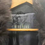 Vintage Black Wool Fox Fur Collared Long Coat