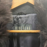Vintage Black Wool Fox Fur Collared Long Coat