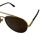Tom Ford Black/Gold Brow Frame Aviatior Sunglasses