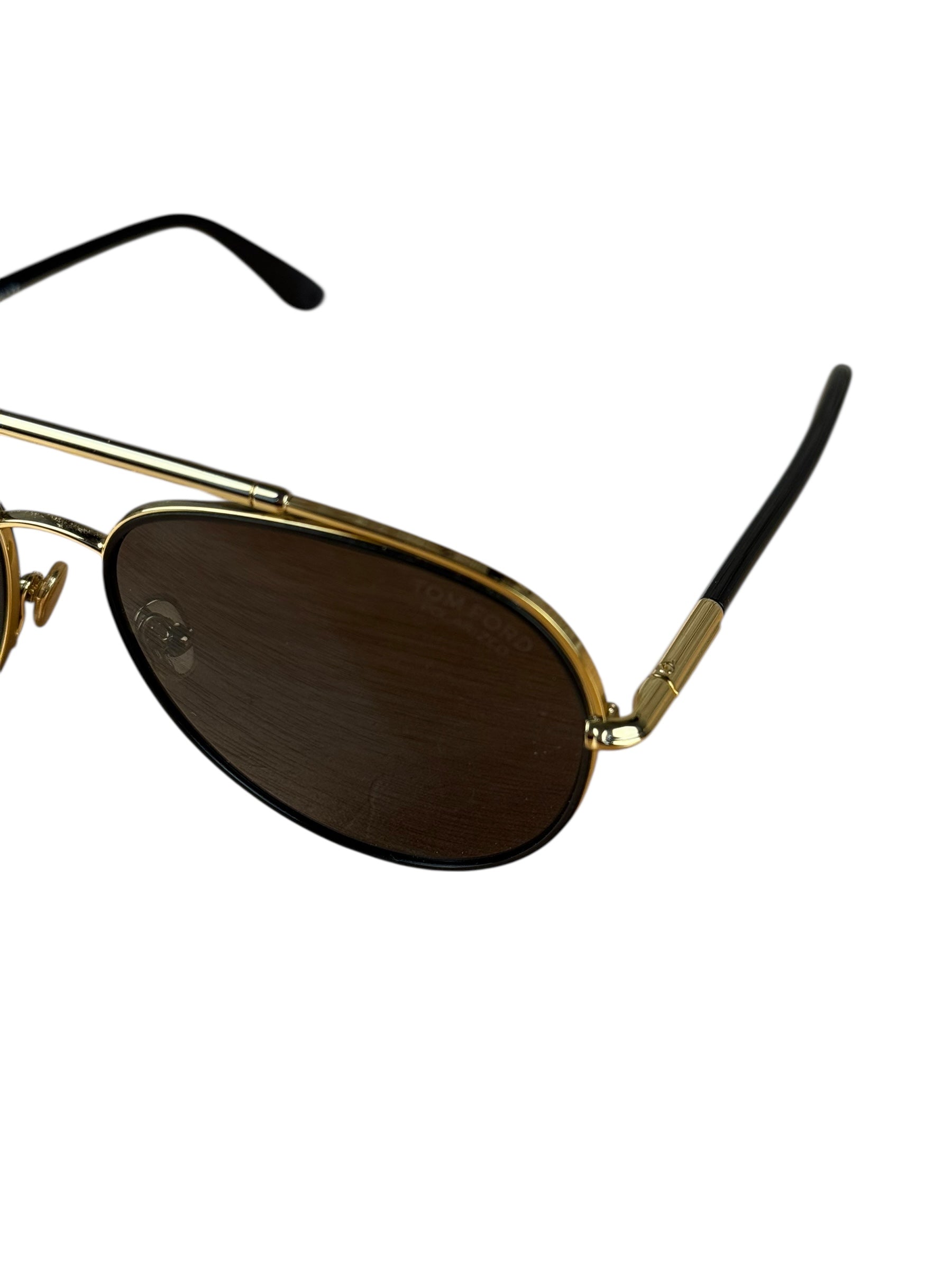 Tom Ford Black/Gold Brow Frame Aviatior Sunglasses