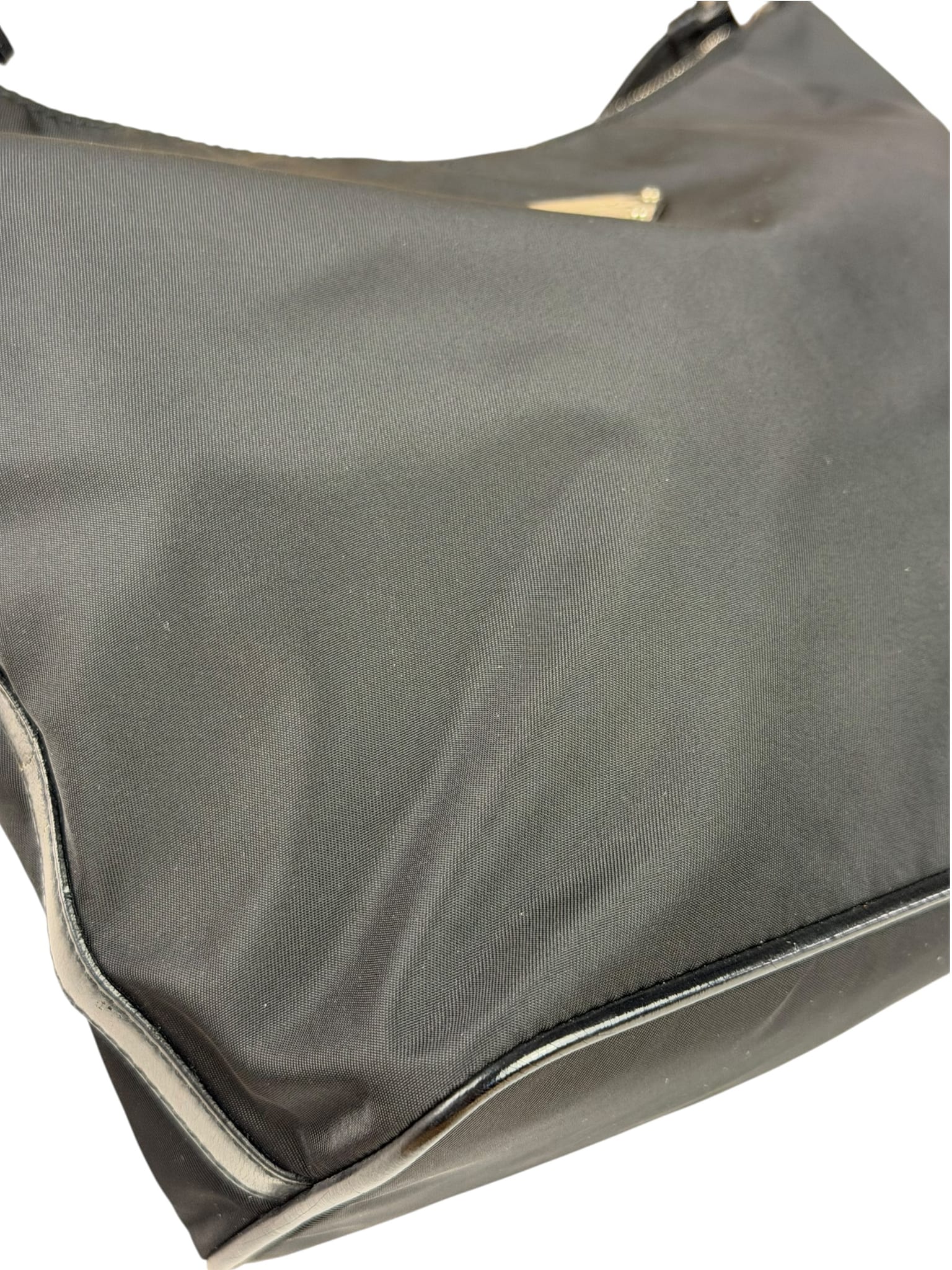 Prada Black Leather Trim/Tessuto Nylon  Shoulder Bag
