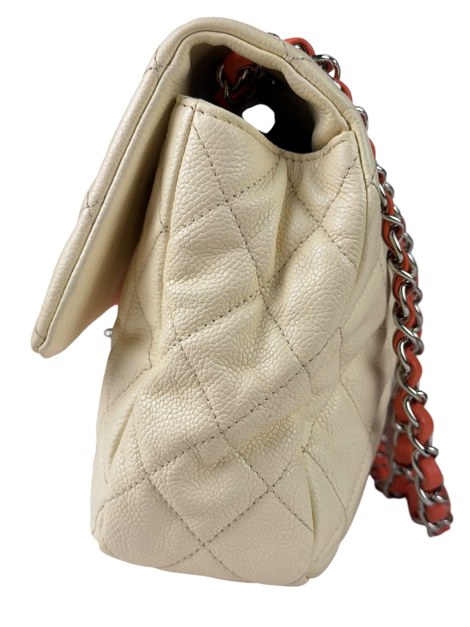 Chanel Quilted Caviar Ivory/Pink Ombre Jumbo Flap 2013