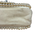 Chanel White Leather/Canvas Pearl Crossbody Flap 2003