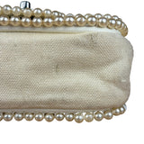Chanel White Leather/Canvas Pearl Crossbody Flap 2003