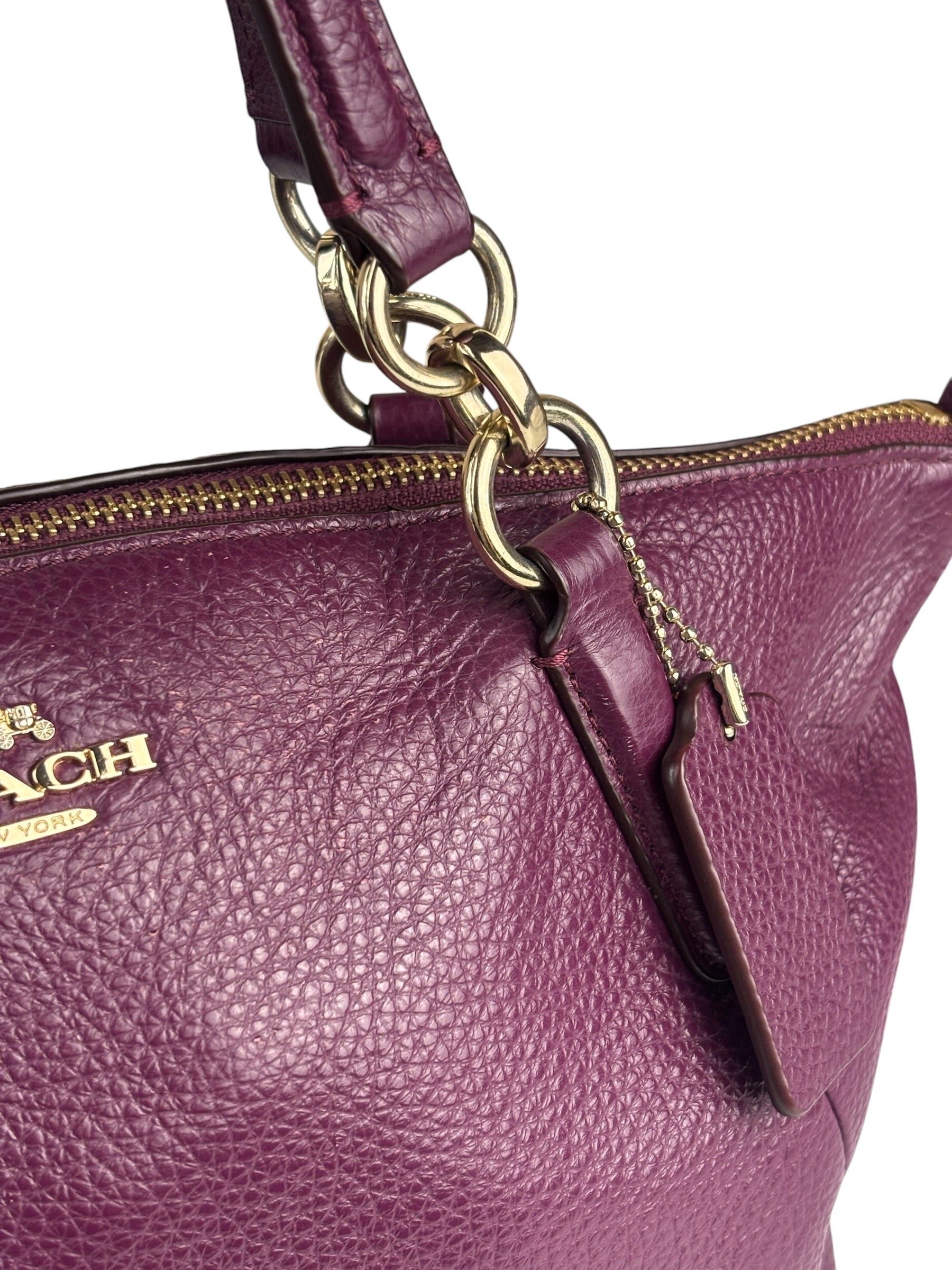 Coach Purple Pebbled Leather Small Kelsey Satchel Two-Way Bag