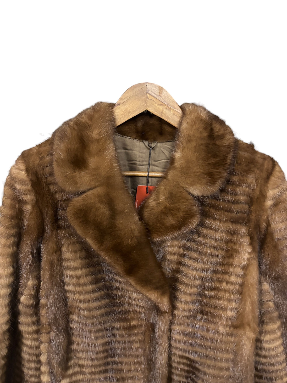 Vintage Jospehine Dark Brown Stripe Mink Fur Coat
