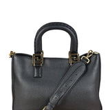 Fendi Black Leather Small FF Tote Two-Way Bag