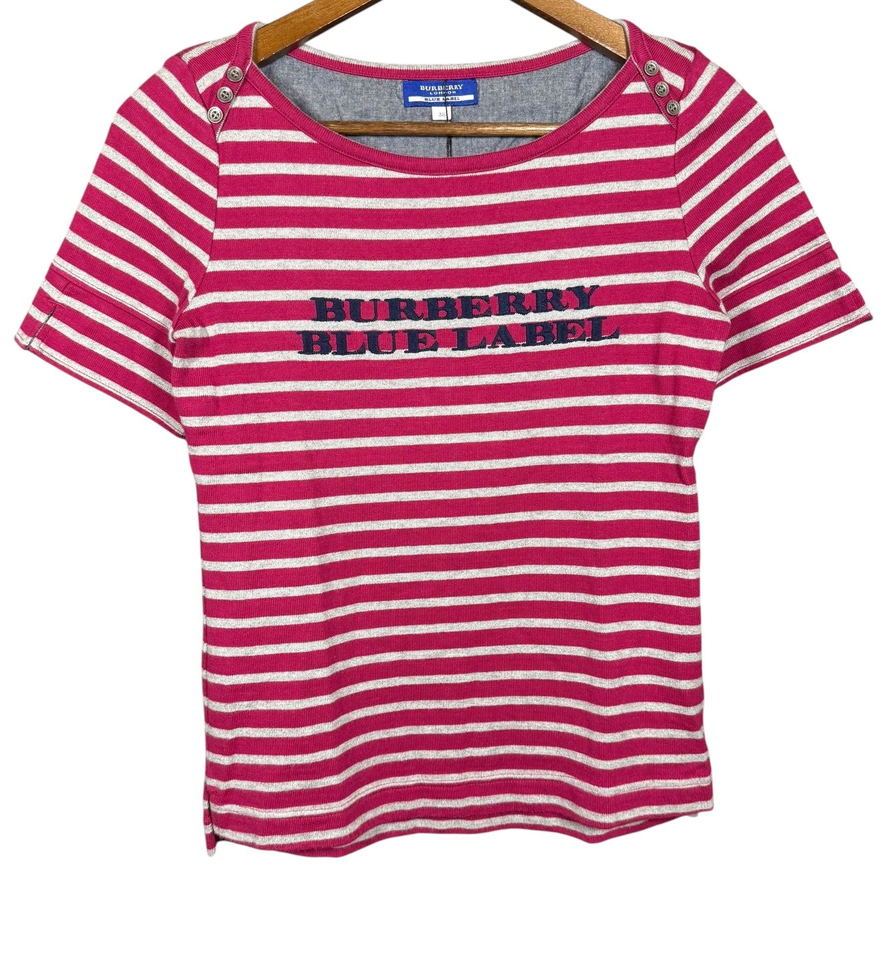Burberry Blue Label Striped Logo Top