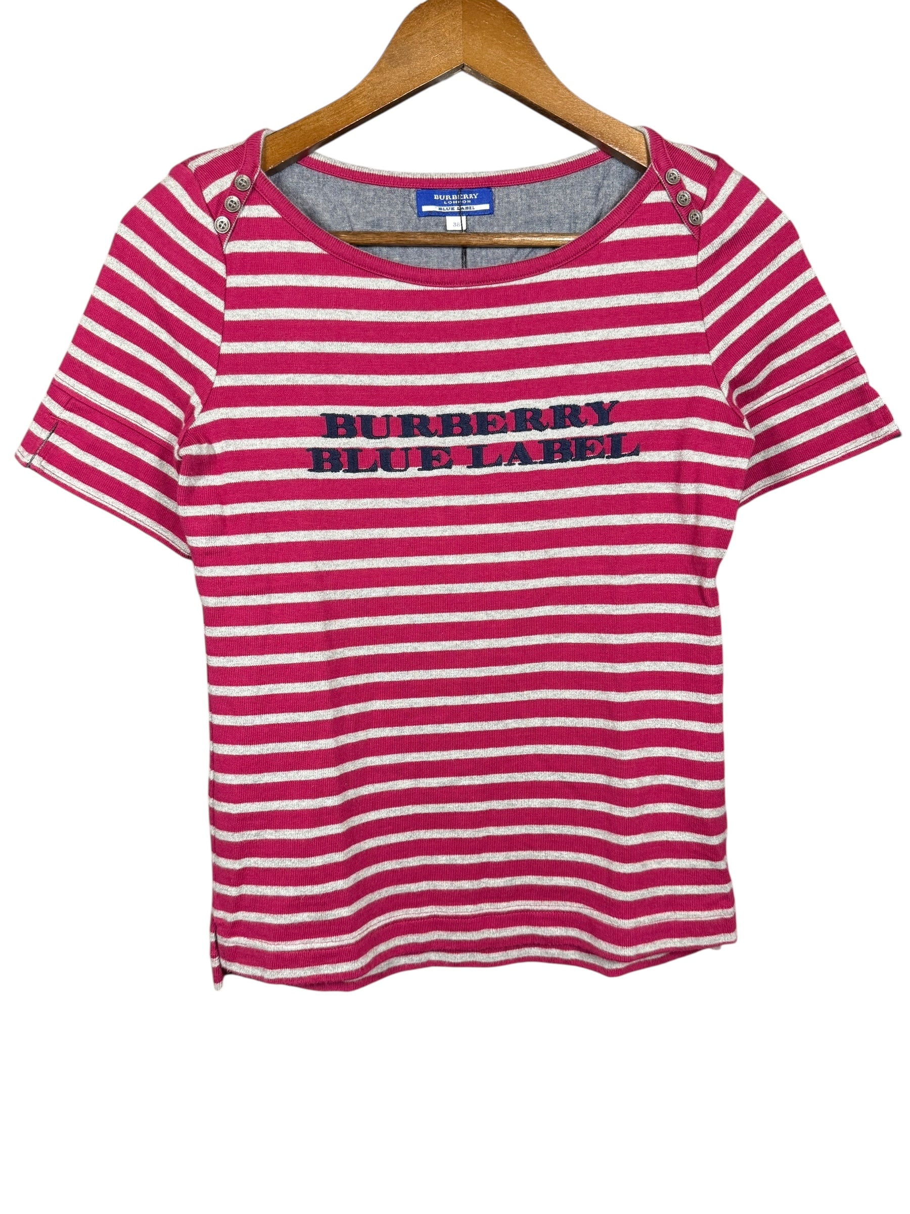 Burberry Blue Label Striped Logo Top