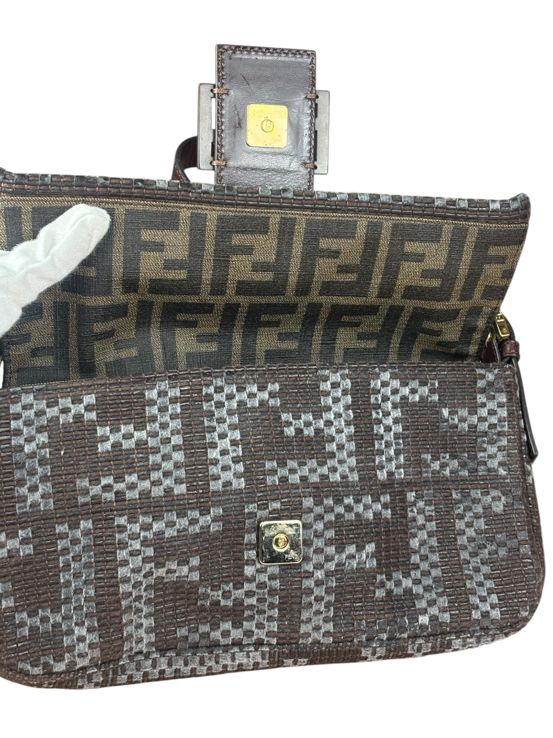 Fendi Vintage Brown/Grey Woven Baguette