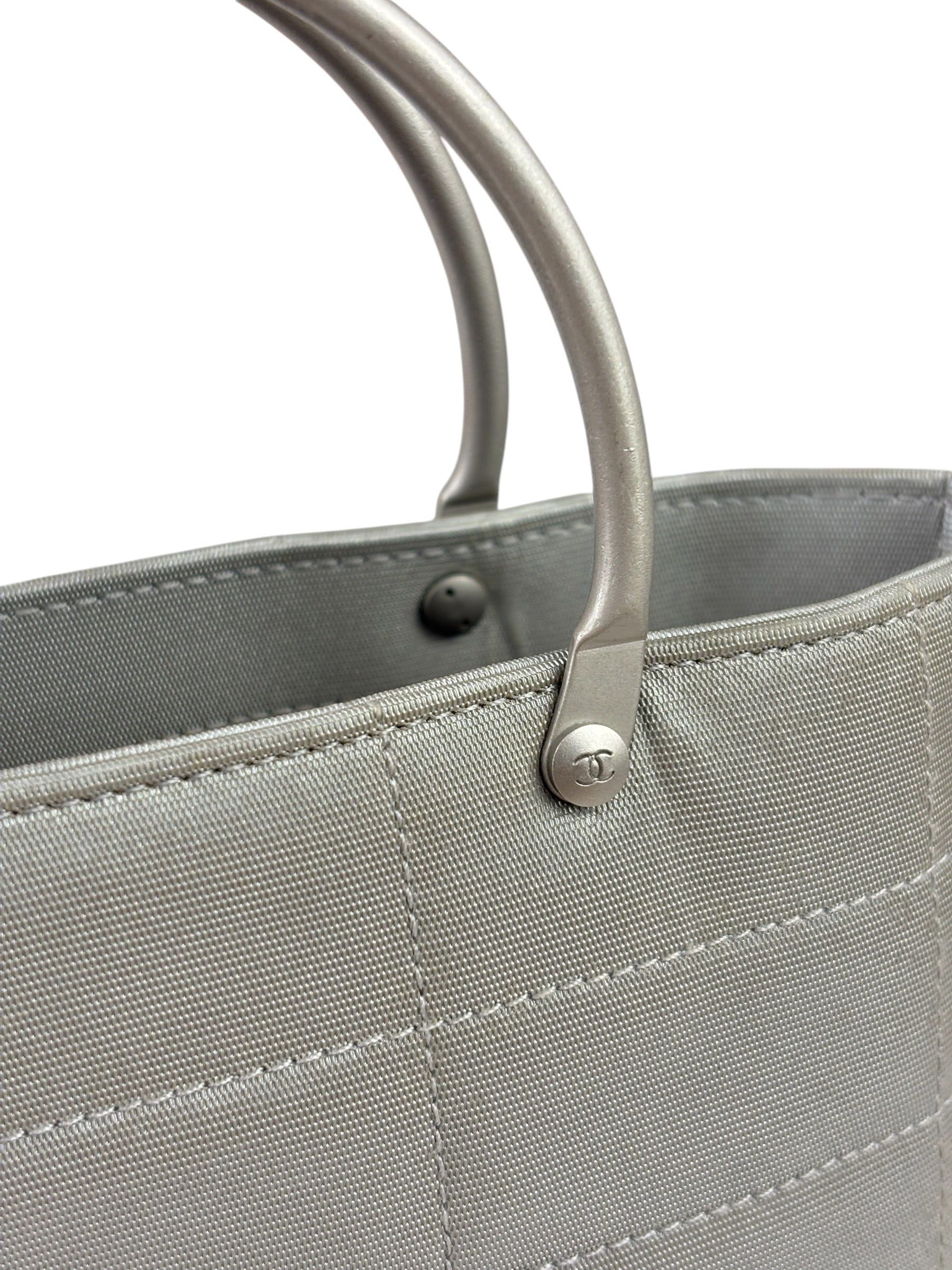 Chanel Silver Nylon Quilted Vintage Mini Chocolate Bar Tote 1997