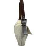Fendi Cream/Brown Leather Trim Zucca Baguette