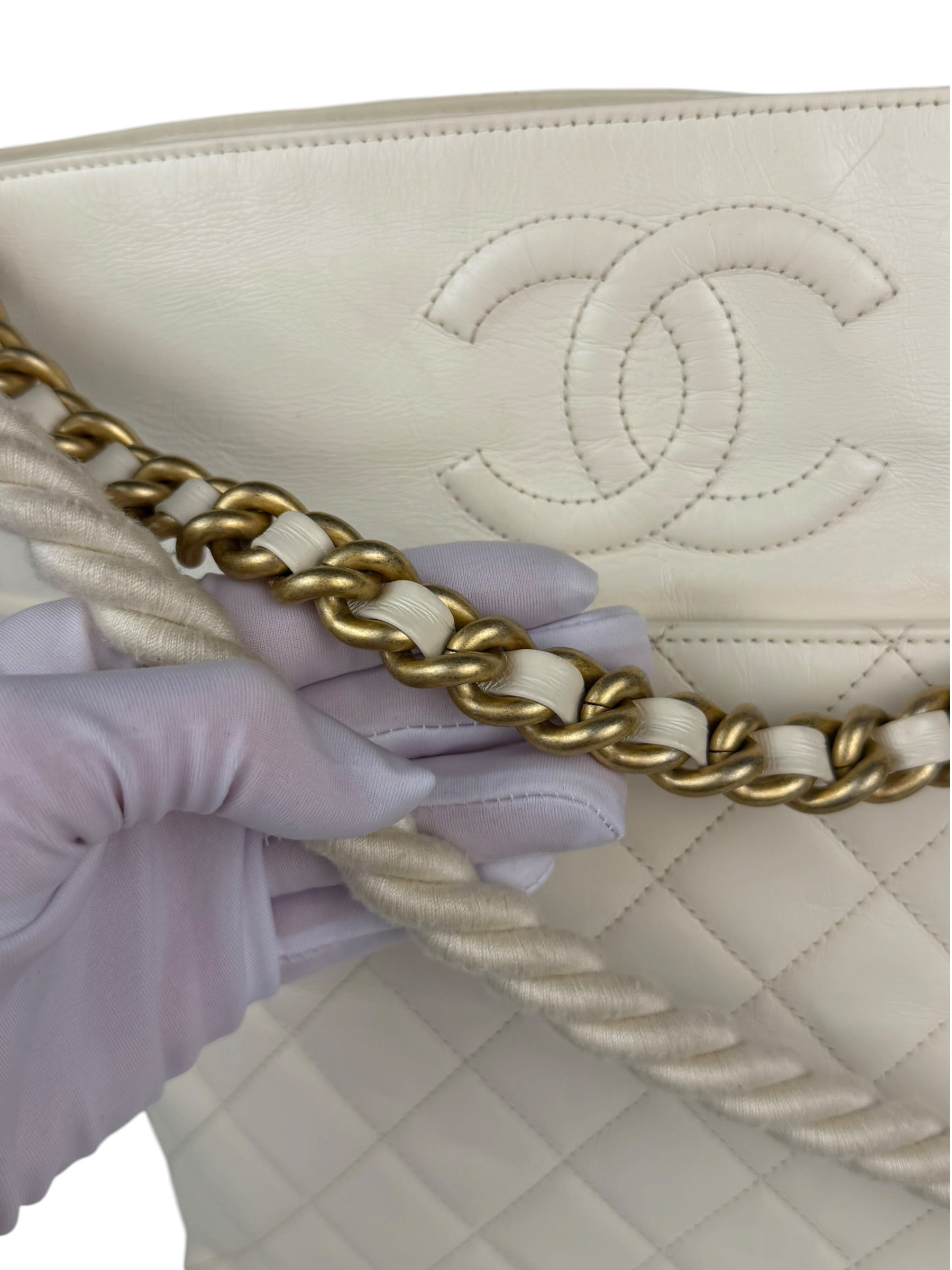 Chanel Ivory Crumpled Leather Vogue Rope Hobo Bag 2019