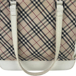 Burberry White Leather Trim Nova Check Shoulder Bag