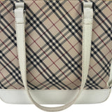 Burberry White Leather Trim Nova Check Shoulder Bag