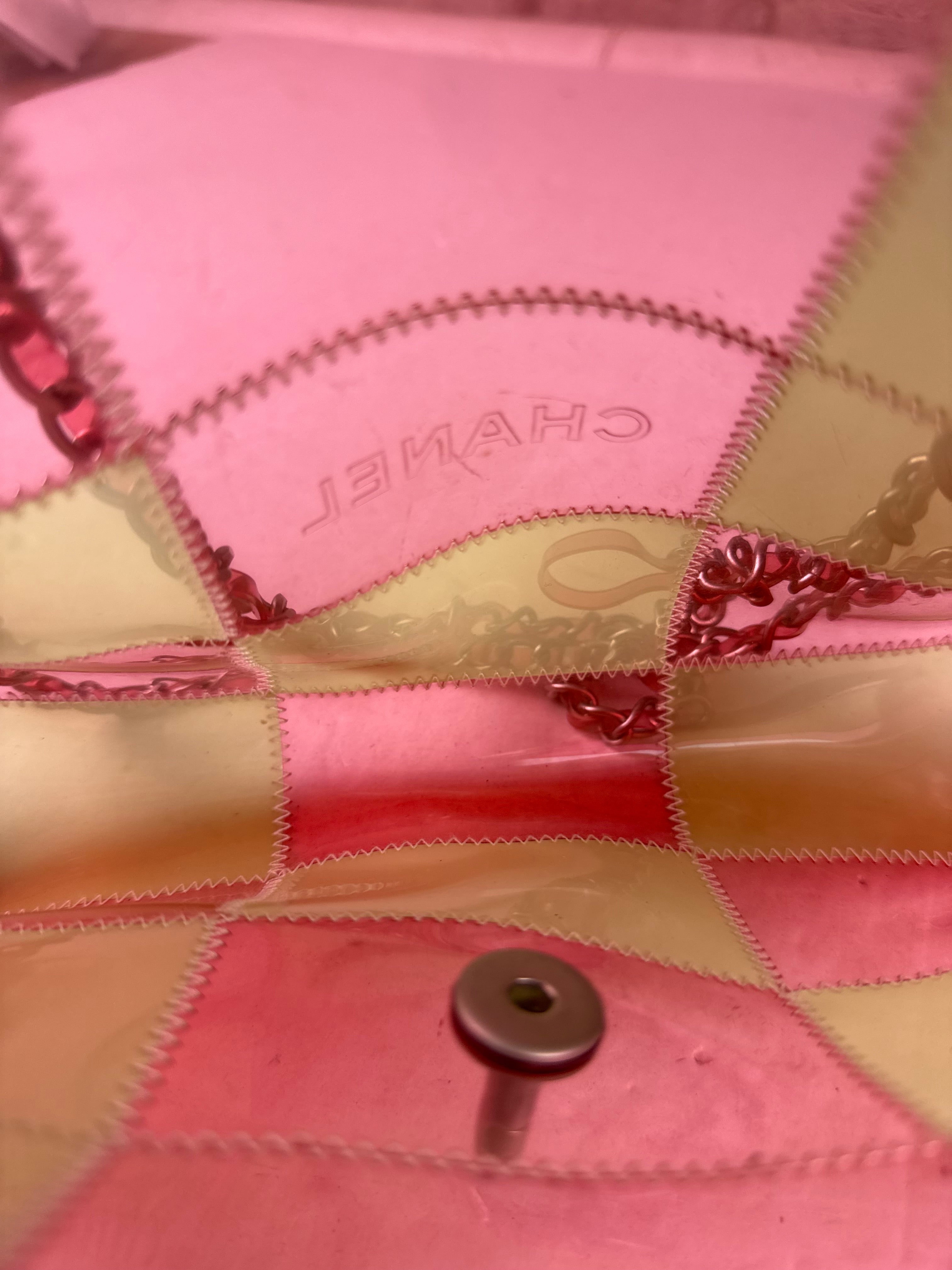 Chanel Pink/Beige PVC Patchwork Flap Bag 1997