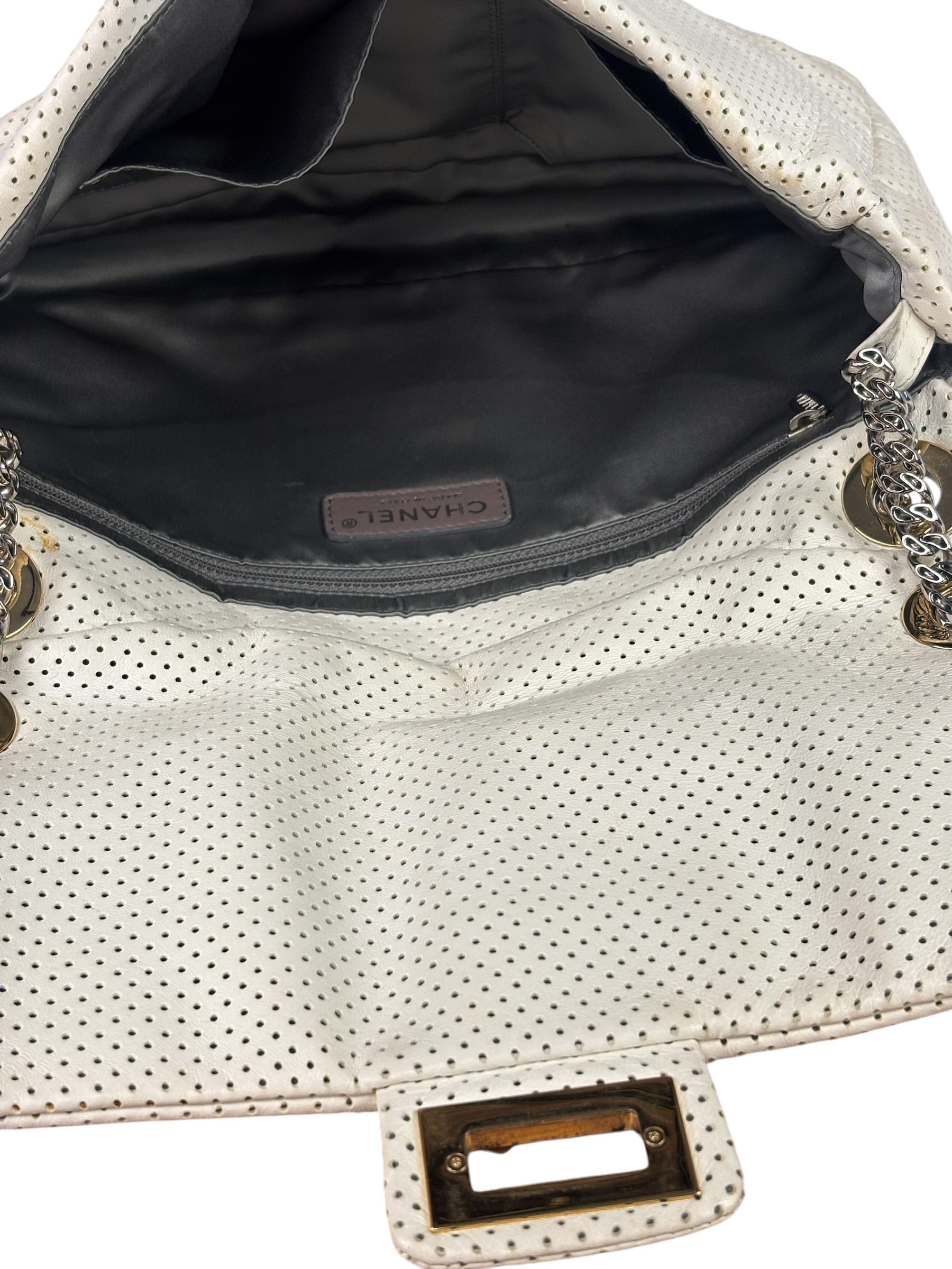 Chanel Ivory Perforated Drill Two-Tone Mademoiselle Flap Bag 2006