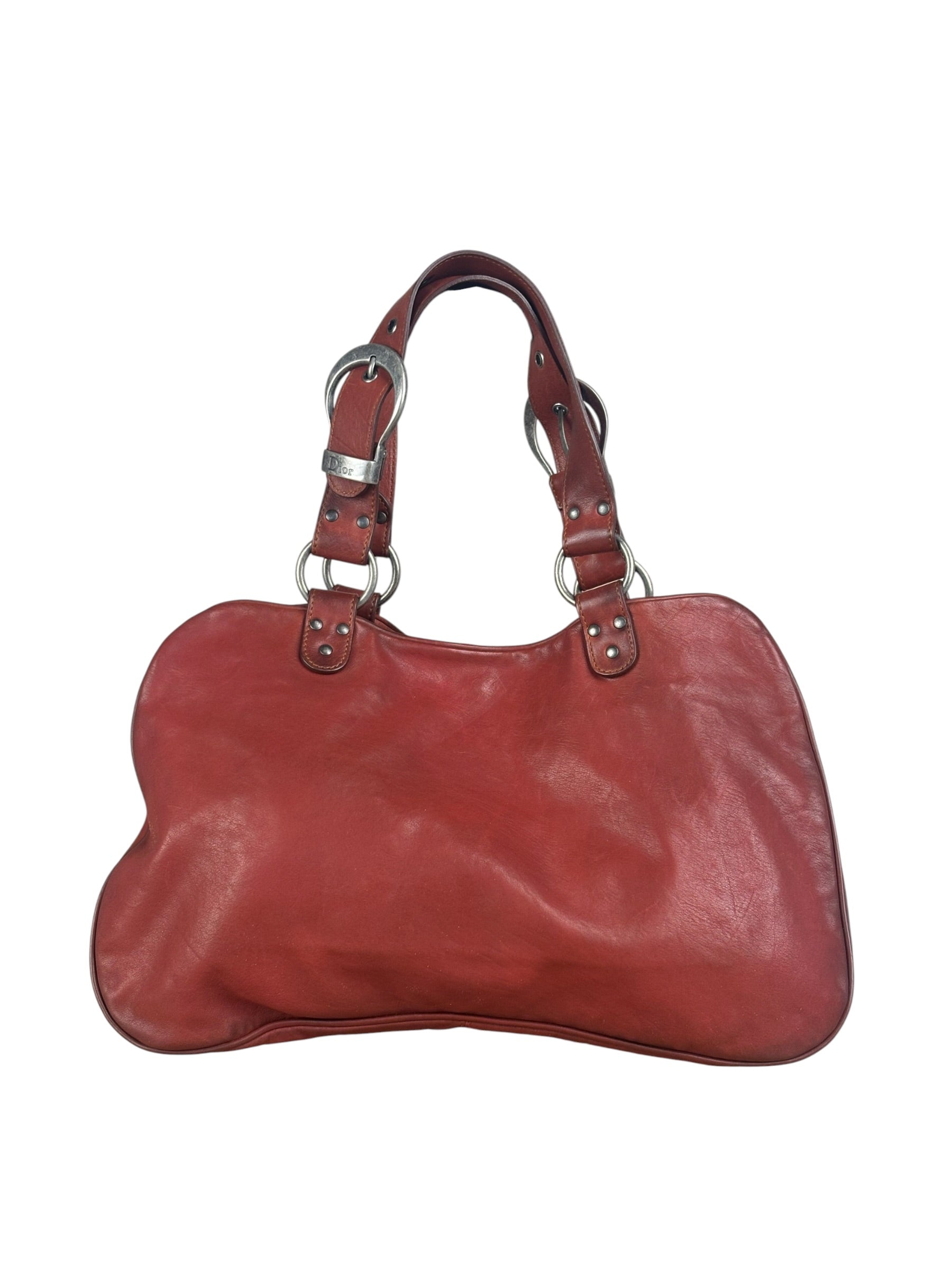 Christian Dior Burgundy Leather Gaucho Saddle Large Shoulder Bag