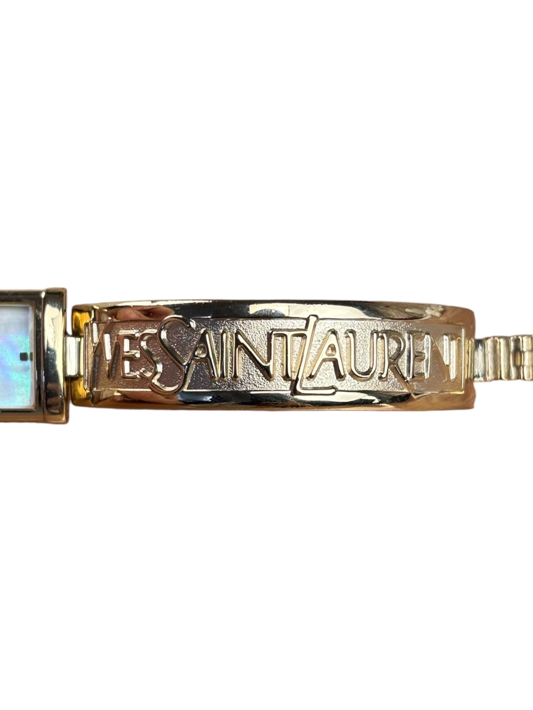 YSL Mother of Pearl Dial 40th Anniversary Gold Bangle