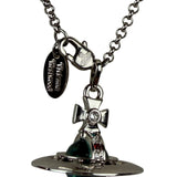 Vivienne Westwood Blue Sovereign Orb Pendant Silver-Toned Necklace