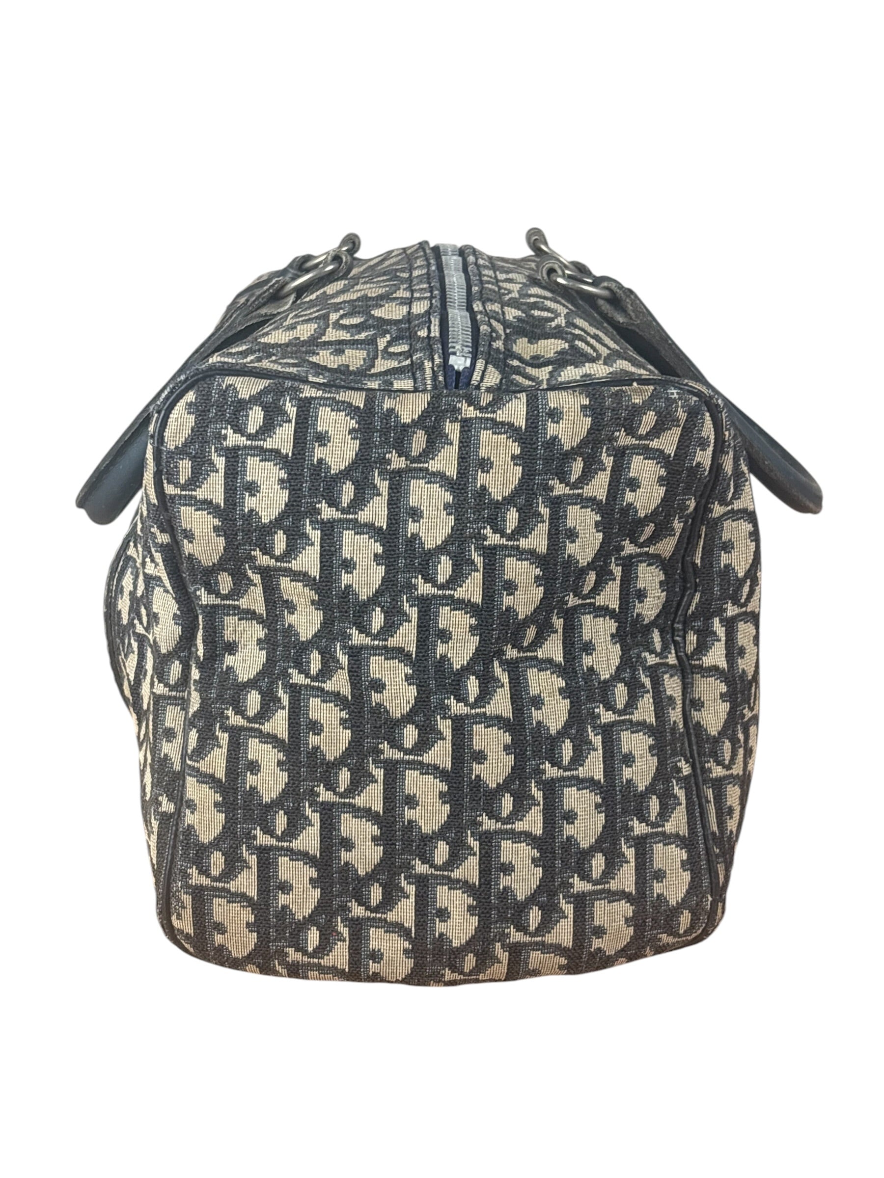 Christian Dior Vintage Navy Blue Trotter Oblique Bowling Boston Hand Bag