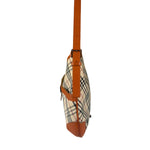 Burberry Orange Leather Trim Nova Check Hobo Bag