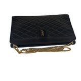 YSL Black Leather Baby Victoire Chain Clutch