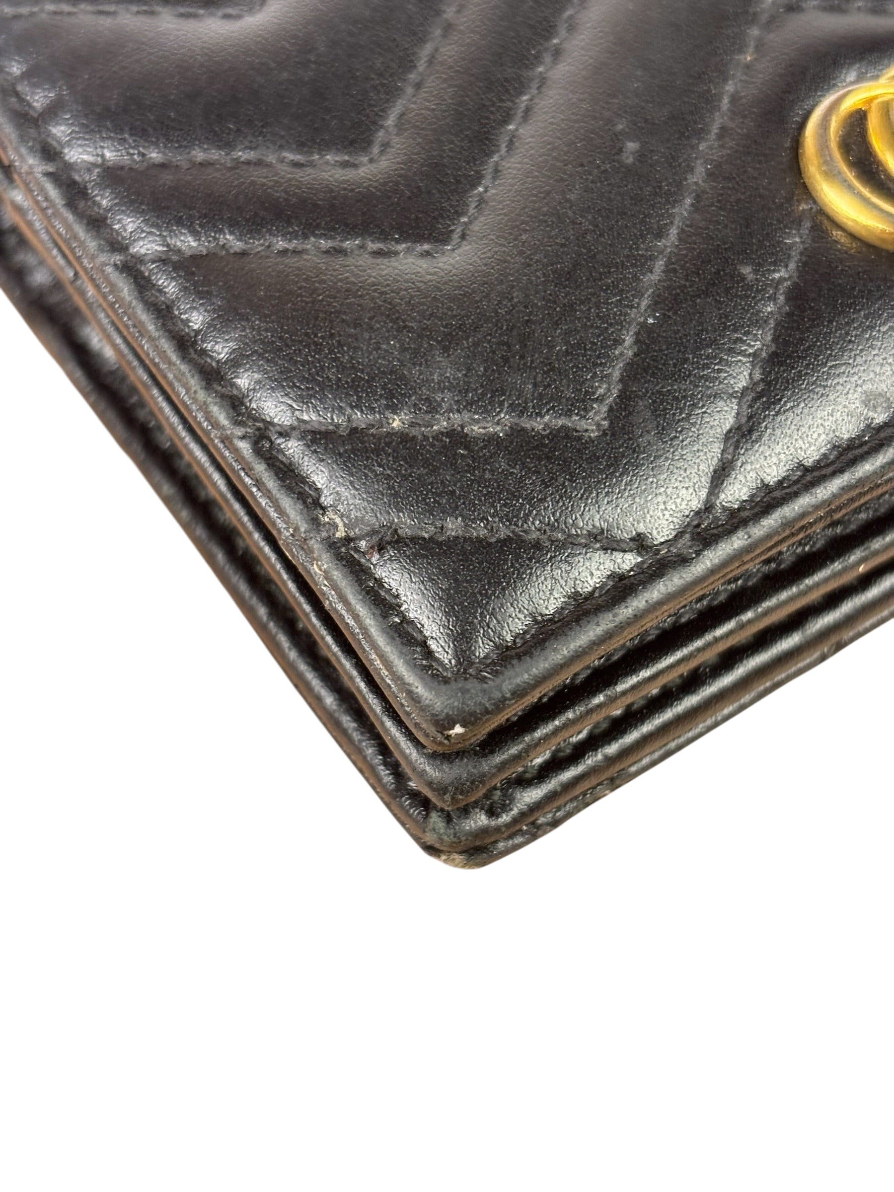 Gucci Black Leather Marmont Card Case Wallet