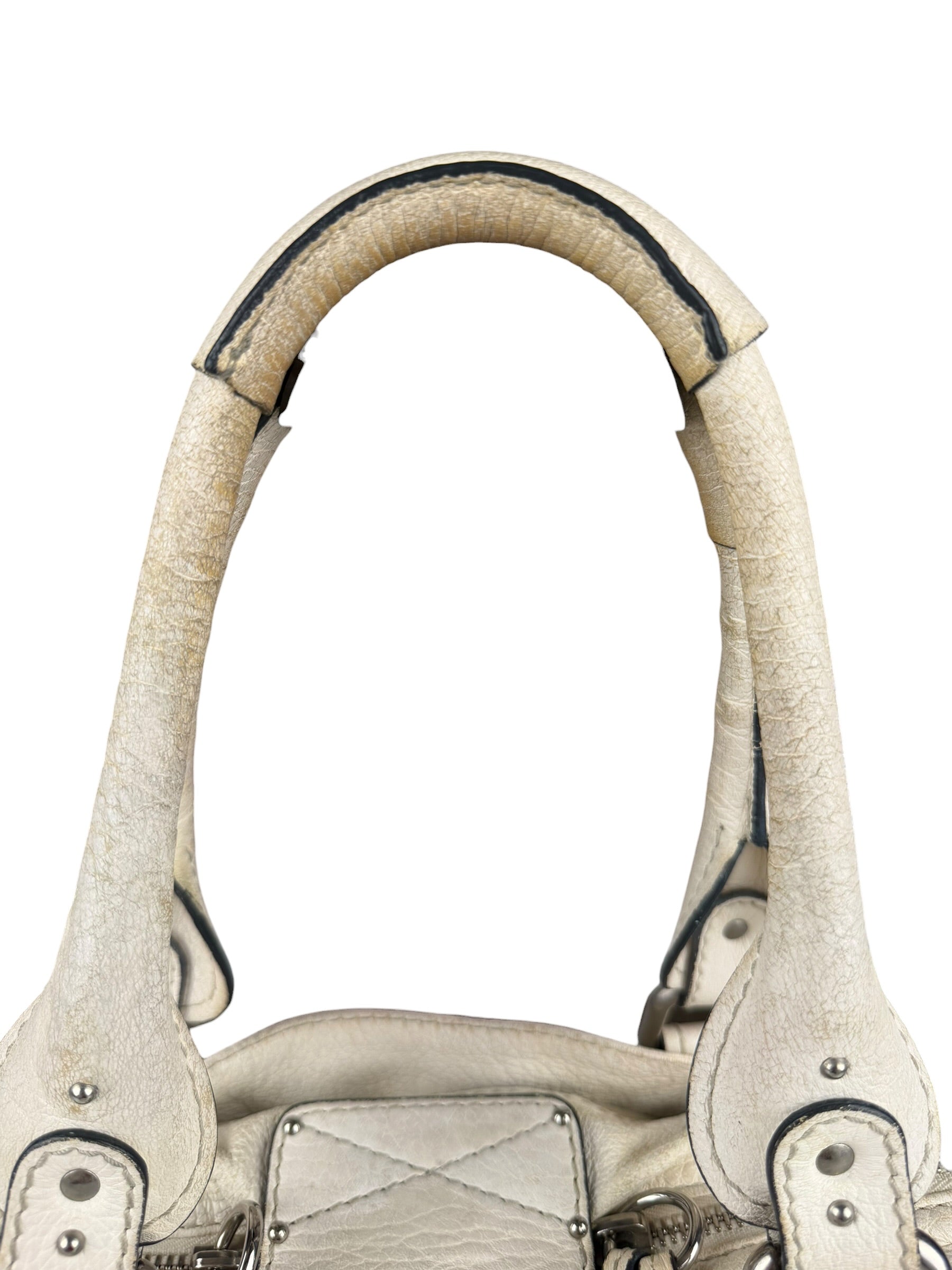 Chloé White Leather Paddington Handbag (Repainted)