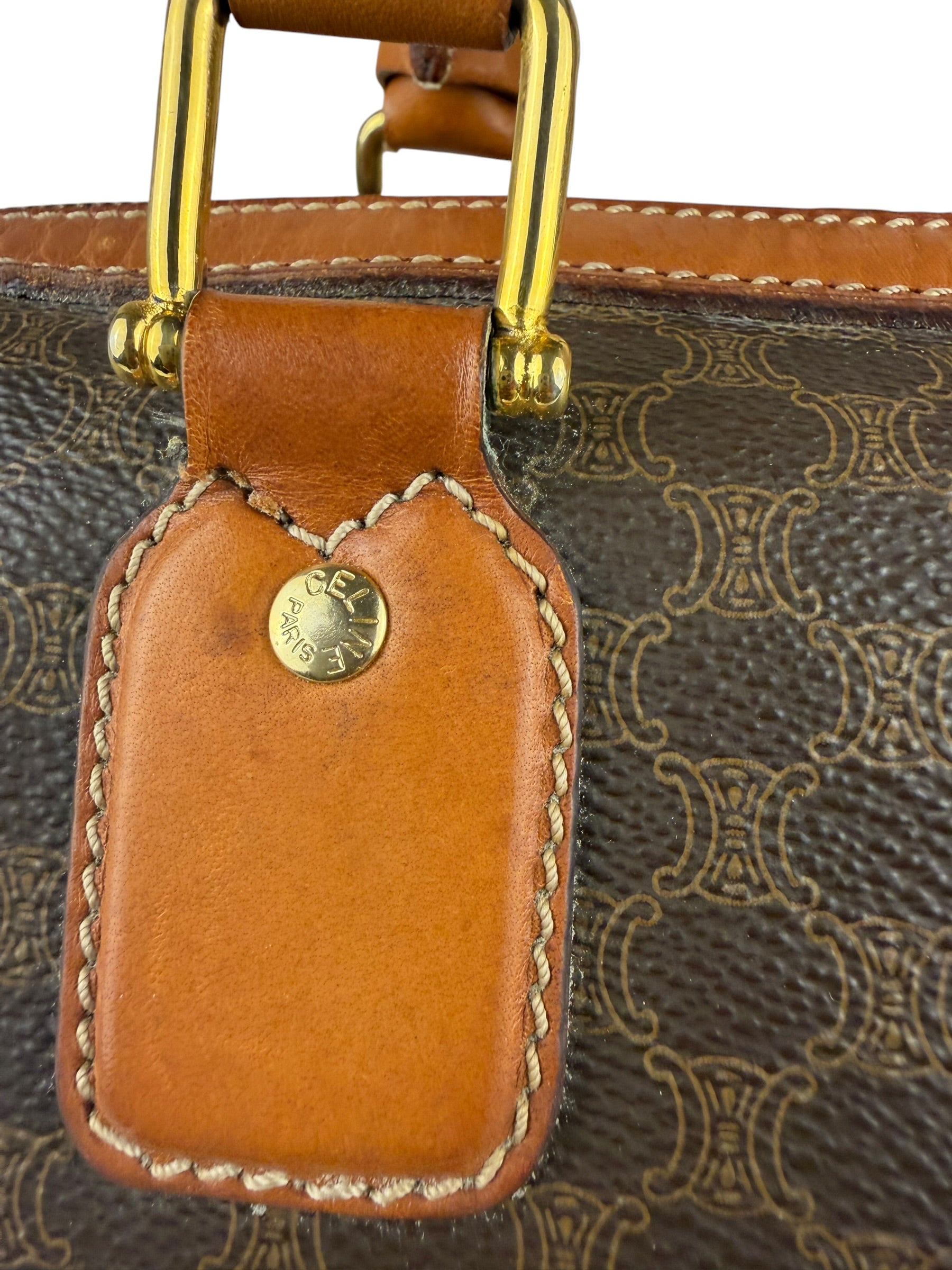 Celine Vintage Macadam Canvas Boston Bag