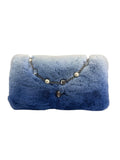 Miu Miu Blue Gradient Fur Crystal Flap Bag