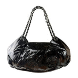 Chanel Black Patent Leather Camellia Petals Shoulder Bag 2010