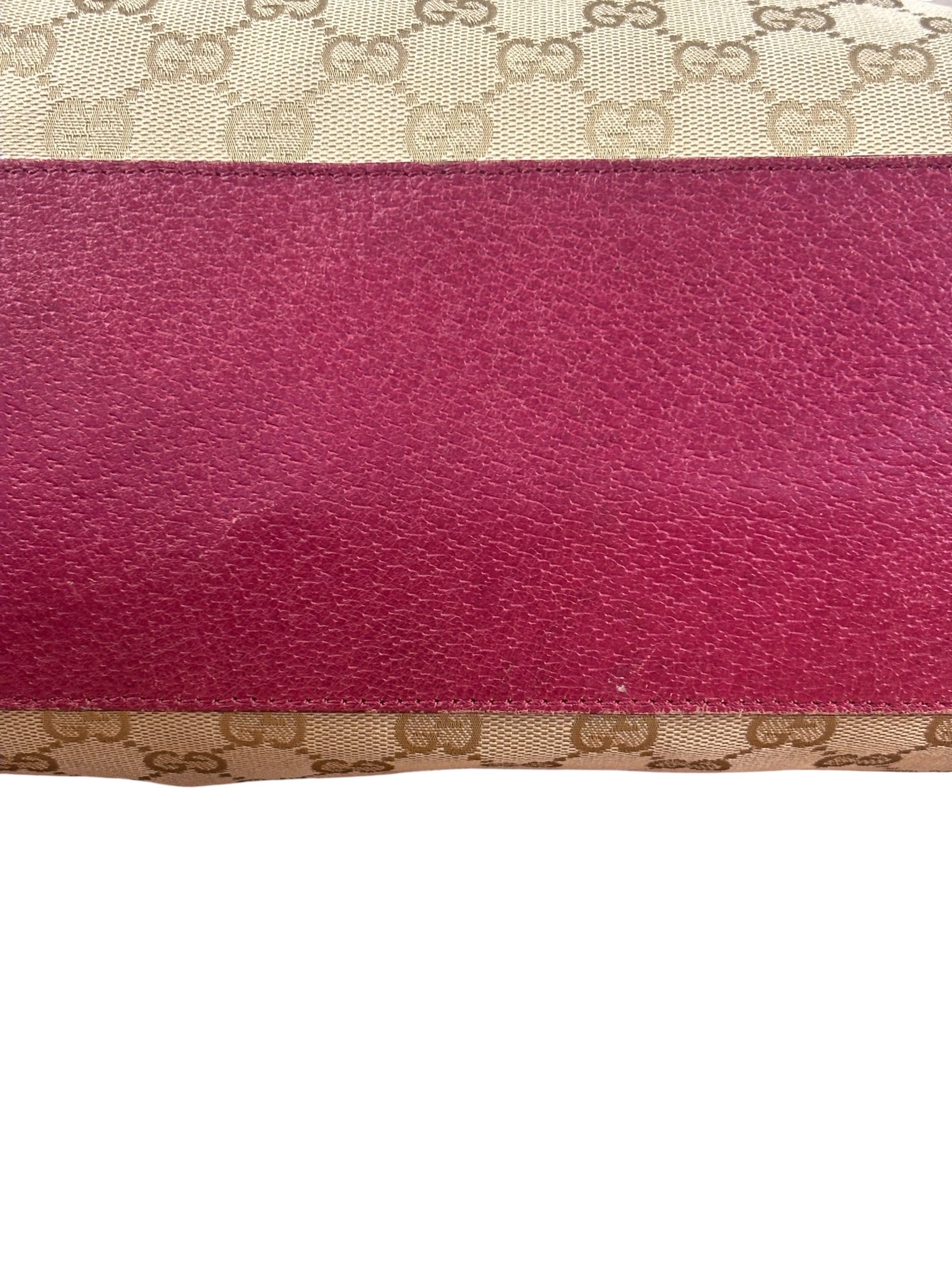 Gucci Vintage GG Canvas Pink Trim Shoulder Bag