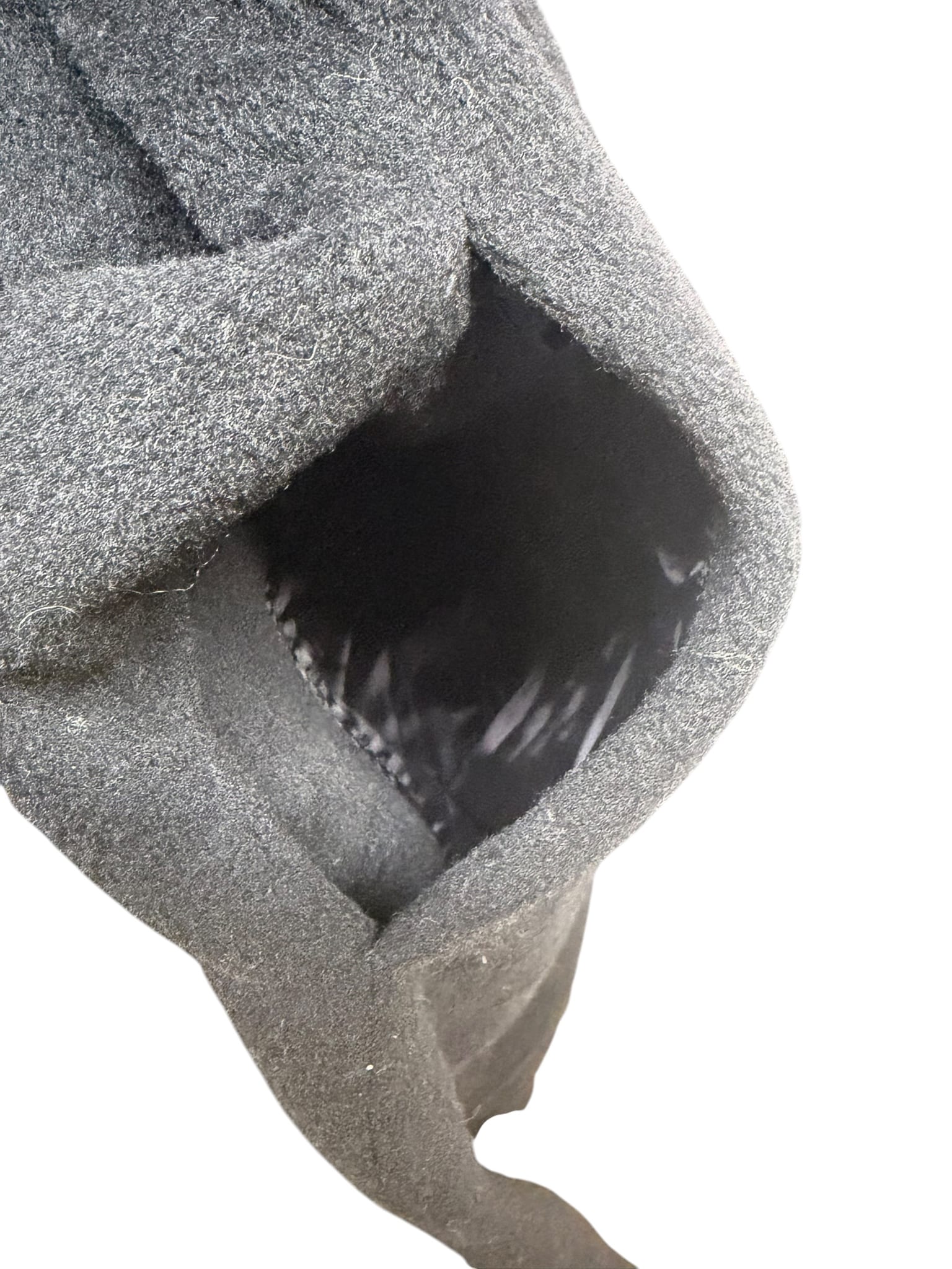 Vintage Black Wool Fox Fur Collared Long Coat