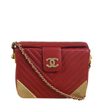 Chanel Red Quilted Leather Rock The Corner Minaudiere Shoulder Bag 2018