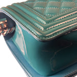 Chanel Teal Quilted Patent Leather Boy Flap Bag 2014