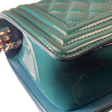 Chanel Teal Quilted Patent Leather Boy Flap Bag 2014
