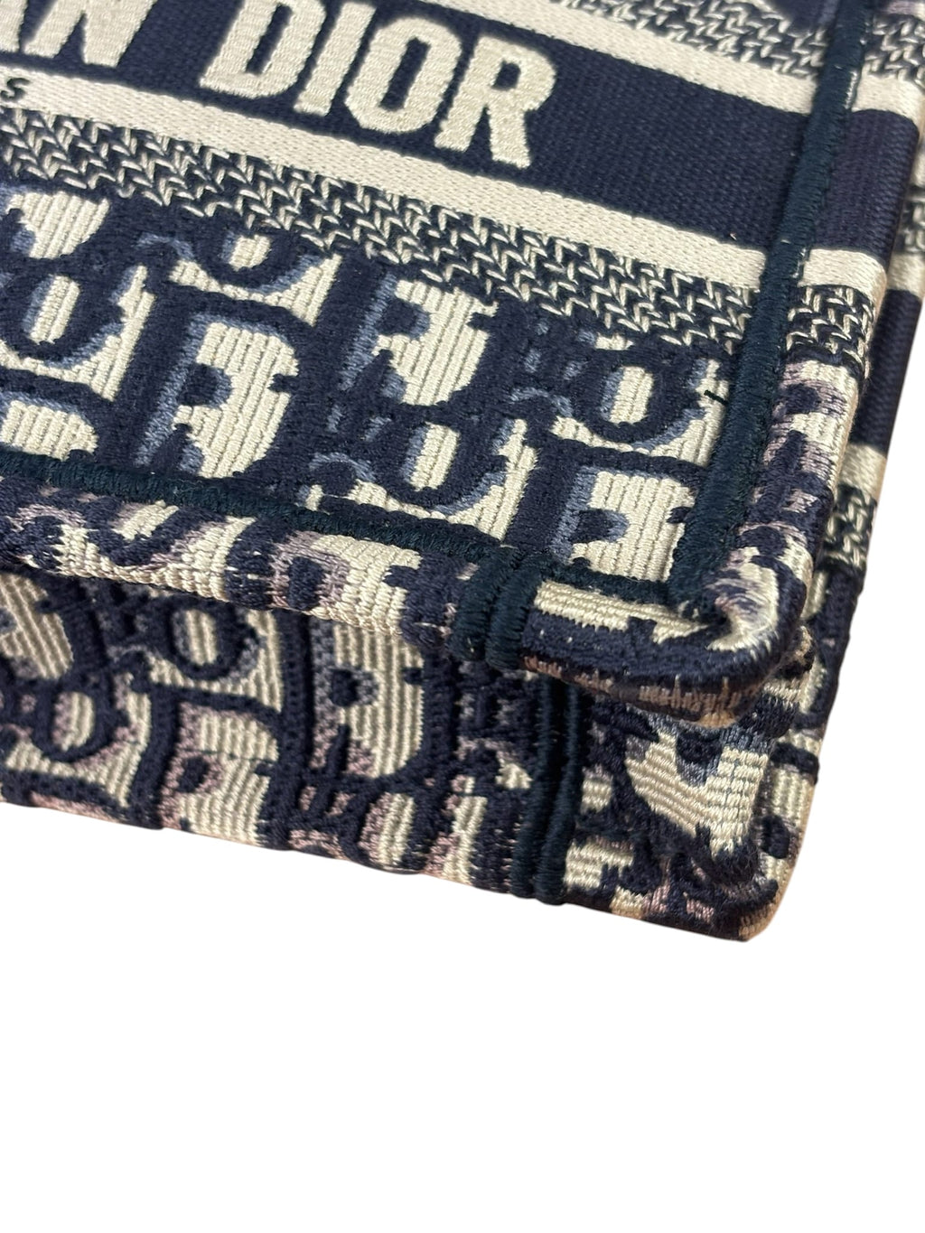 Christian Dior Navy Small Oblique Embroidery Tote