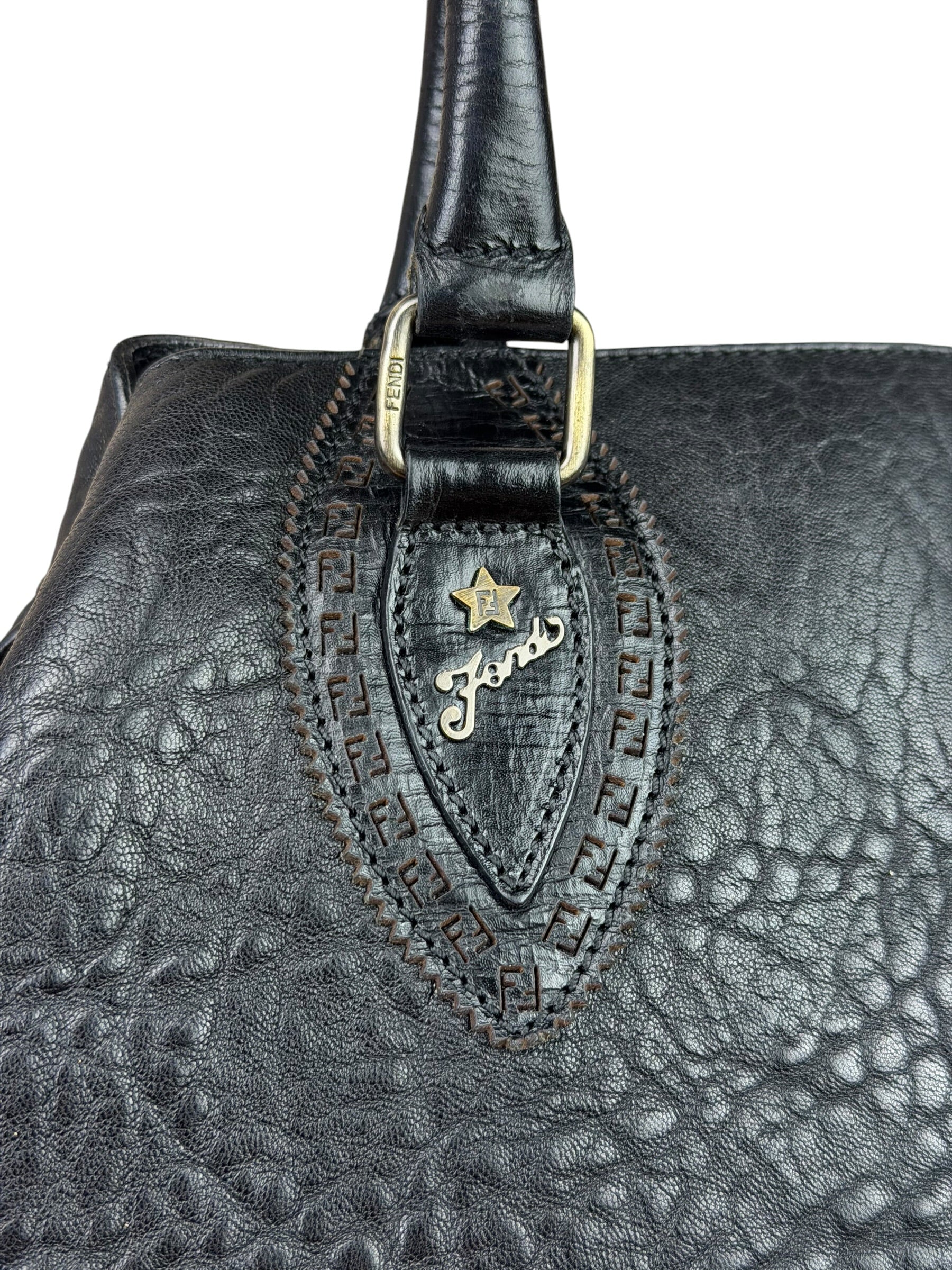 Fendi Black Leather Etniko Du Jour Shoulder Bag