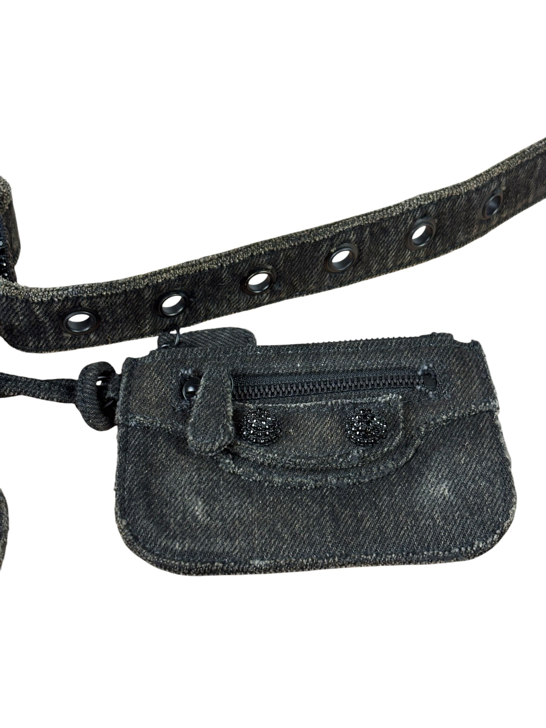 Balenciaga Black Denim Le Cagole XS Shoulder Bag
