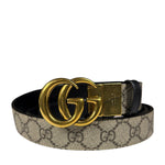 Gucci Belt Reversible GG Supreme/Black Gold Toned Hardware