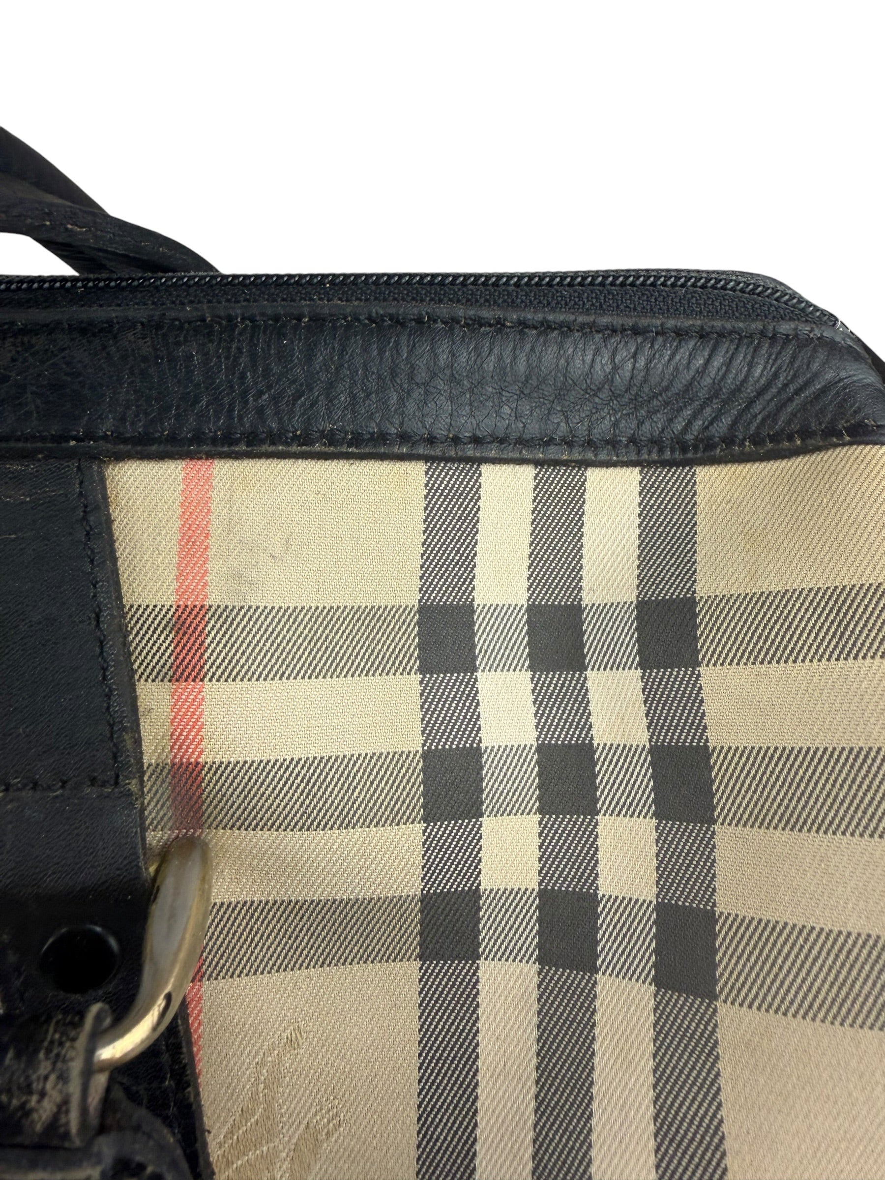 Burberry Vintage Haymarket House Small Boston Bag
