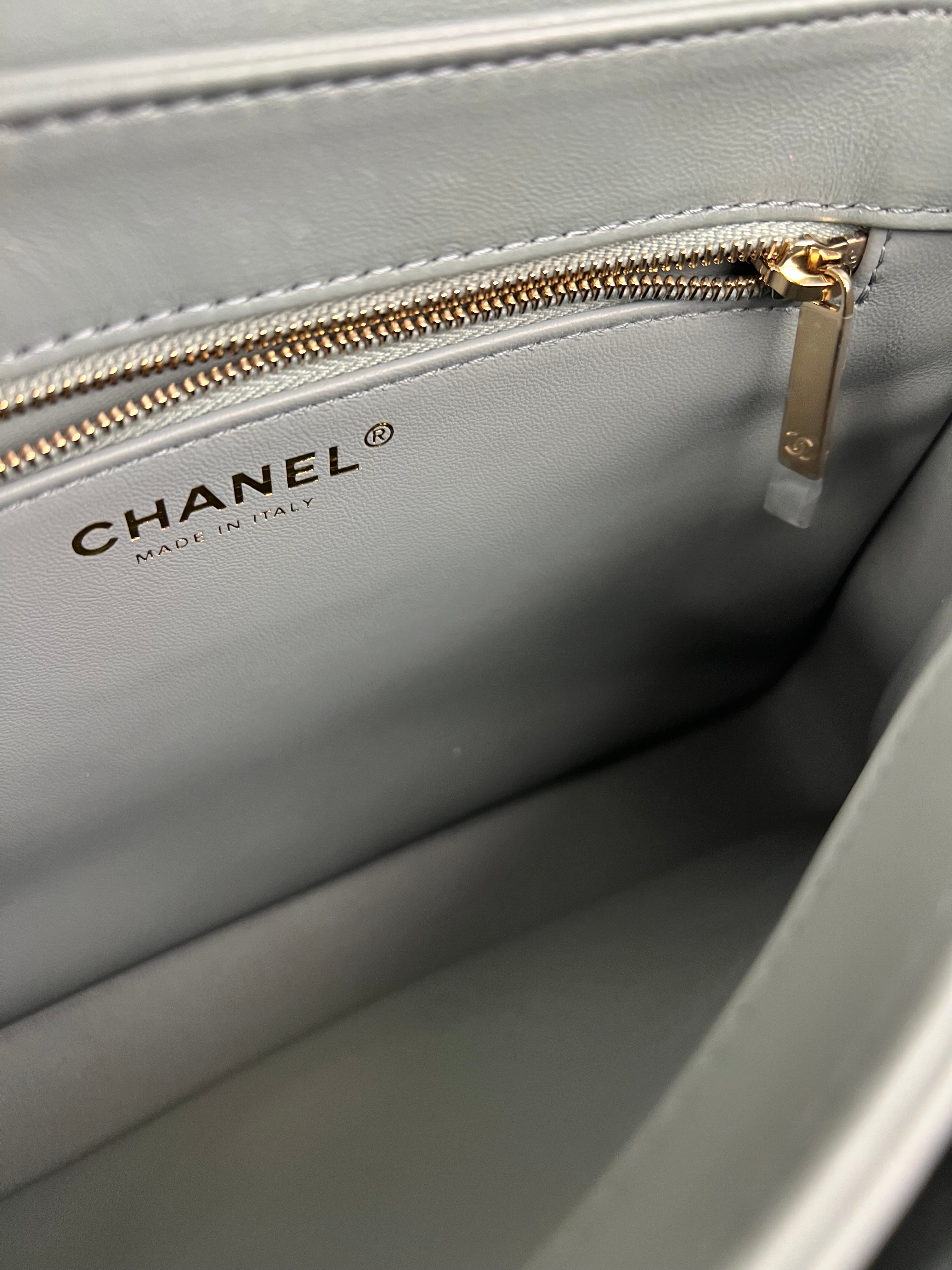 Chanel CC Trendy Blue Leather Flap Top Handle Bag