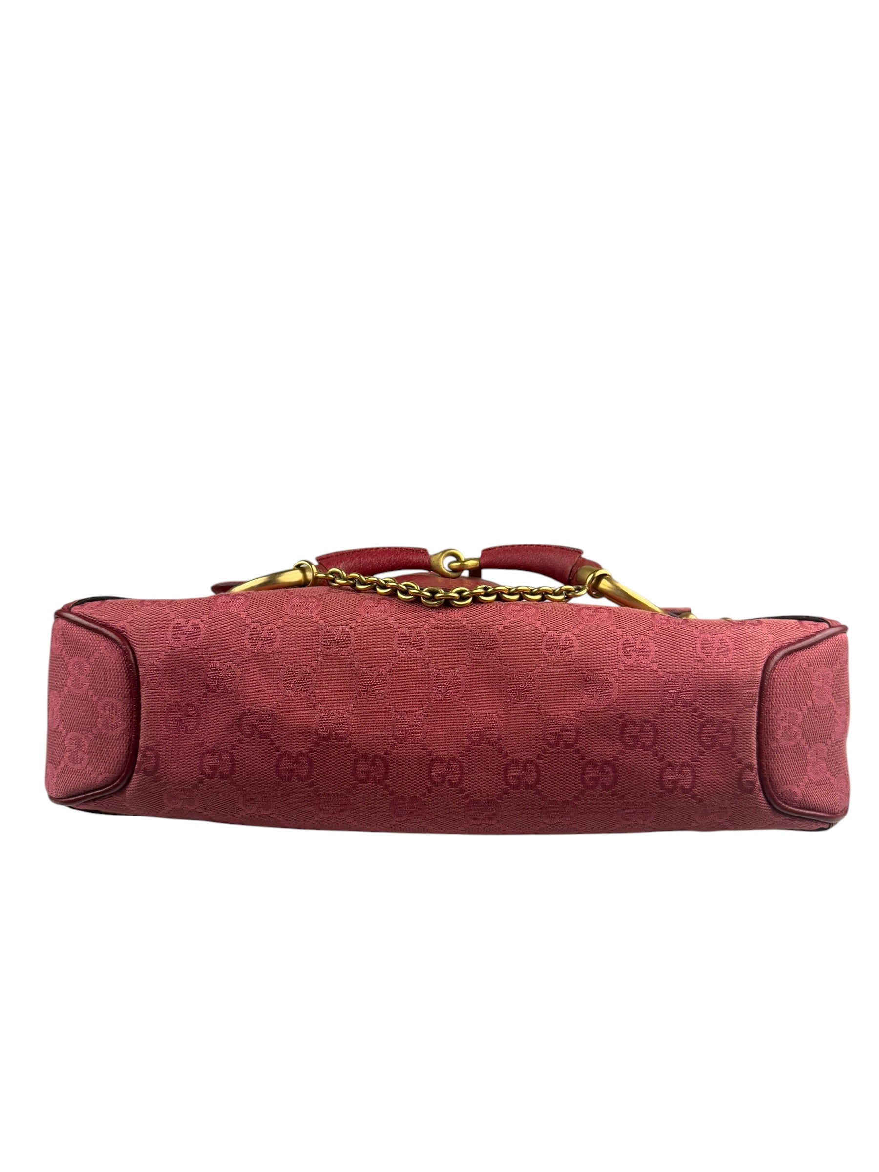 Gucci GG Vintage Pink Canvas Horsebit Shoulder Bag