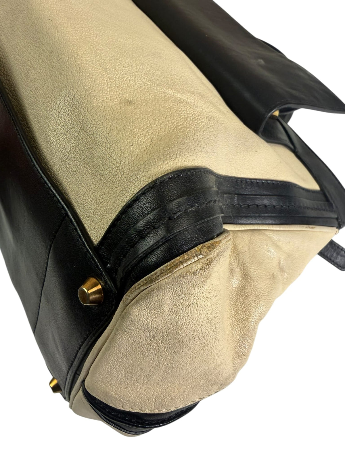 Chloe Black/Cream Leather Alice Top Handle Bag