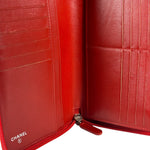Chanel Red Patent Leather Embossed Camellia Zip-Around Wallet 2010