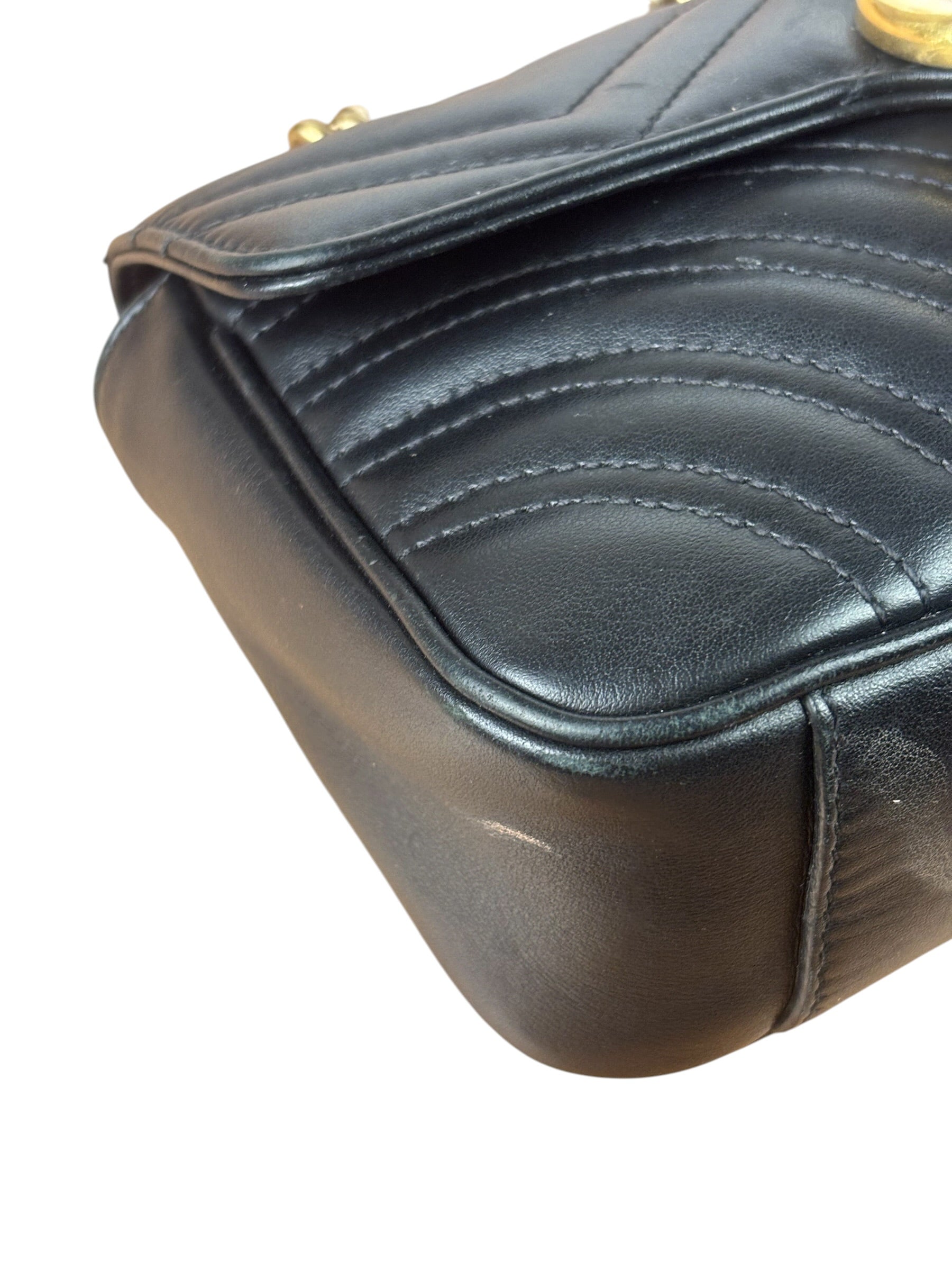 Gucci Black Leather Marmont Shoulder Bag