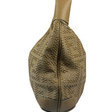 Fendi Beige Leather Trim Woven Hobo Bag