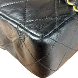 Chanel Black Quilted Two-Toned CC Double Flap Bag 90s